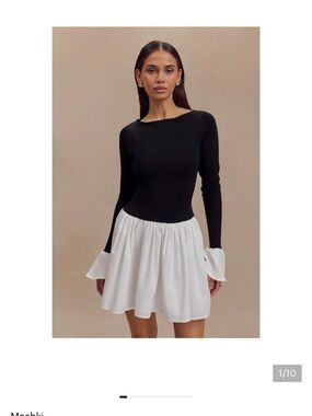 Meshki Sansa Knit And Linen Mini Dress - Black & White